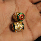 2 Pcs, 15x19mm, Kundan Spacer Beads Golden