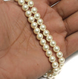 1 String, White Round Shell Pearl Beads