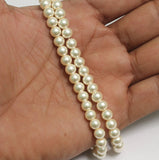 1 String, White Round Shell Pearl Beads