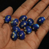 20 Pcs 16x12mm Kundan Oval Beads Blue