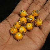 20 Pcs 12mm Glass Kundan Beads Round