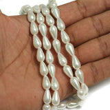 1 String, White Japanese Drop Acrylic Pearls Beads