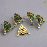 4 Pcs, 18x19mm German Silver Meenakari Earrings Components Parrot Green