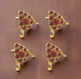 4 Pcs, 18x19mm  German Silver Meenakari Earrings Components Red