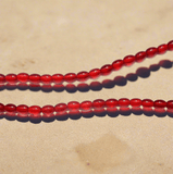 5 Strings Glass Oval Beads Red 4x6 mm