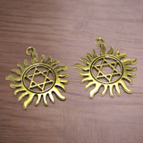 2 Pcs German Silver Golden Pendants 42x10 mm