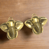 2 Pcs German Silver Elephant Pendants Golden