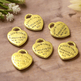 German Silver Heart Charms Golden Color 20mm