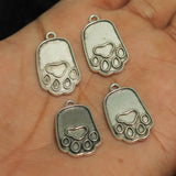 10 Pcs, 1 Inch German Silver Foot Prints Charms