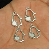 10 Pcs, 20x14mm German Silver Hamsa Hand Bezel Charms