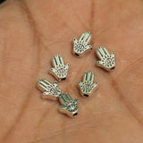 9x7mm German Silver Hamsa Hand Spacer Beads