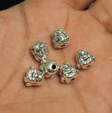 9x9mm German Silver Laughing Buddha Beads