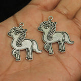 5 Pcs, 1.5 Inch German Silver Horse Pendants