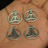 10 Pcs, 24mm German Silver Yoga Charms