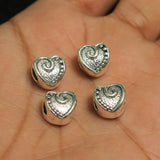 10 Pcs, 11x11mm German Silver Heart Spacer Beads