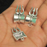 1.5 Inch German Silver Trishul Damroo Earring Components