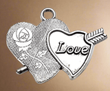 2 Pcs, 34x26mm Silver Finish Heart Pendant