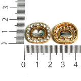 2 Pcs, 18x16mm Kundan Rhinestone Connectors Golden