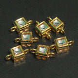 10 Pcs, 7x7mm, Kundan Connectors Golden