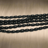 Glass Beads Oval Black 6x4 mm, Pack Of 1 String