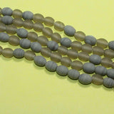 1 String 10x8mm Matte Finish Oval Glass Beads