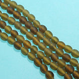 1 String 10x8mm Matte Finish Oval Glass Beads