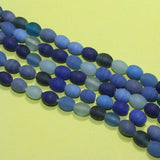 1 String 10x8mm Matte Finish Oval Glass Beads