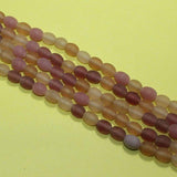 1 String 10x8mm Matte Finish Oval Glass Beads