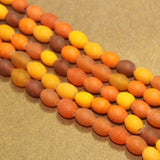 1 String 10x8mm Matte Finish Oval Glass Beads