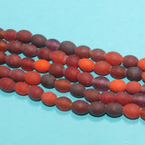 1 String 10x8mm Matte Finish Oval Glass Beads