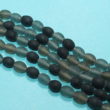 1 String 10x8mm Matte Finish Oval Glass Beads