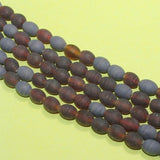 1 String 10x8mm Matte Finish Oval Glass Beads