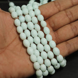 1 String Matte Finish Oval Glass Beads 10x8 MM