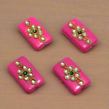 12 Pcs 25x14mm Rectangle Kundan Beads