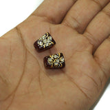 5 Pcs, 14x10mm Handpainted Kundan Work Tumble Beads