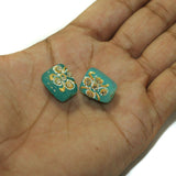 5 Pcs, 17x13mm Handpainted Kundan Work Tumble Beads