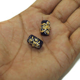 5 Pcs, 16x10mm Handpainted Kundan Work Tube Beads