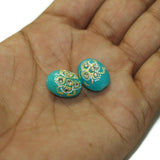 5 Pcs, 17x12mm Handpainted Kundan Work Oval Beads