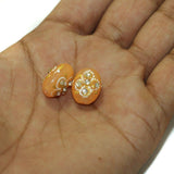 5 Pcs, 17x12mm Handpainted Kundan Work Oval Beads