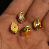 2 Pairs, 12mm Kundan Earring Studs