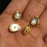 5 Pairs, 12x8mm Kundan Earring Studs