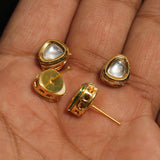 2 Pairs, 8mm Kundan Earring Studs