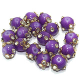 20 Pcs 12mm Glass Kundan Beads Round