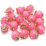 20 Pcs 12mm Glass Kundan Beads Round