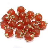 20 Pcs 12mm Glass Kundan Beads Round