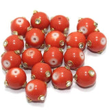 20 Pcs 12mm Glass Kundan Beads Round