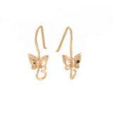 20x8mm Butterfly Brass Earring Hooks Gold Plated