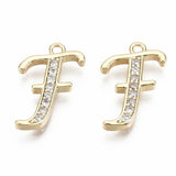 16x12mm Letter F Brass Pendants Gold Plated