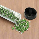 200 Pcs, 4mm Cats Eye Loreal Beads Tube Silver Plated