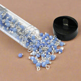 200 Pcs, 4mm Cats Eye Loreal Beads Tube Silver Plated